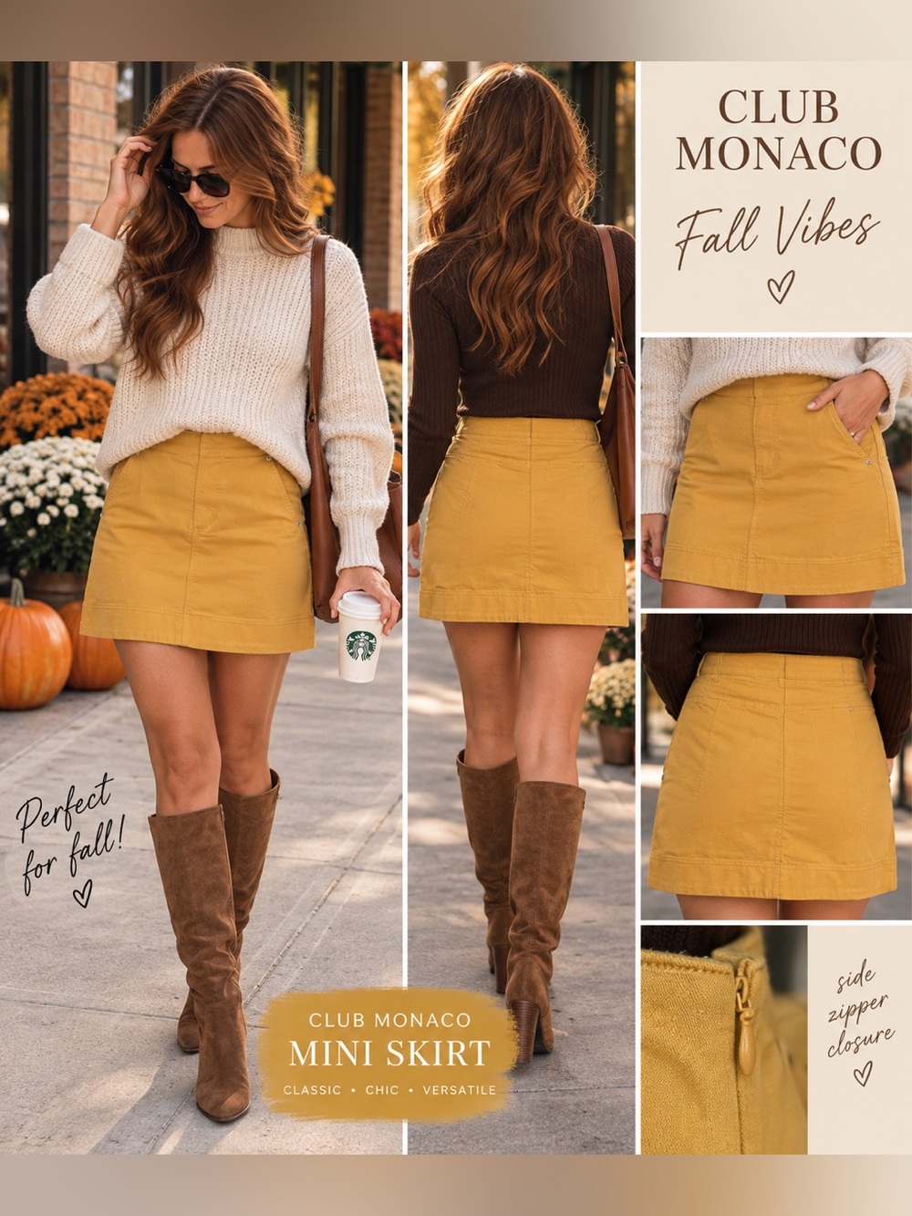 Club Monaco Mustard Yellow Mini Skirt Size 24 NWT